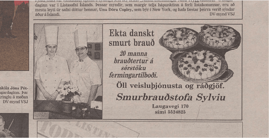 Auglýsing frá Smurbrauðstofu Sylvíu um miðjan tíunda áratuginn